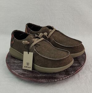 Ariat Men's Hilo Stretch Lace Dark Tan and Rust Aztec Shoe 10040445